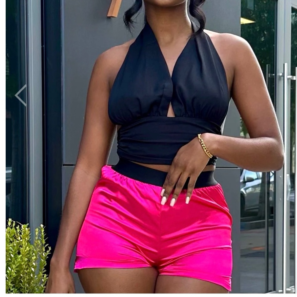 Pink Satin Shorts